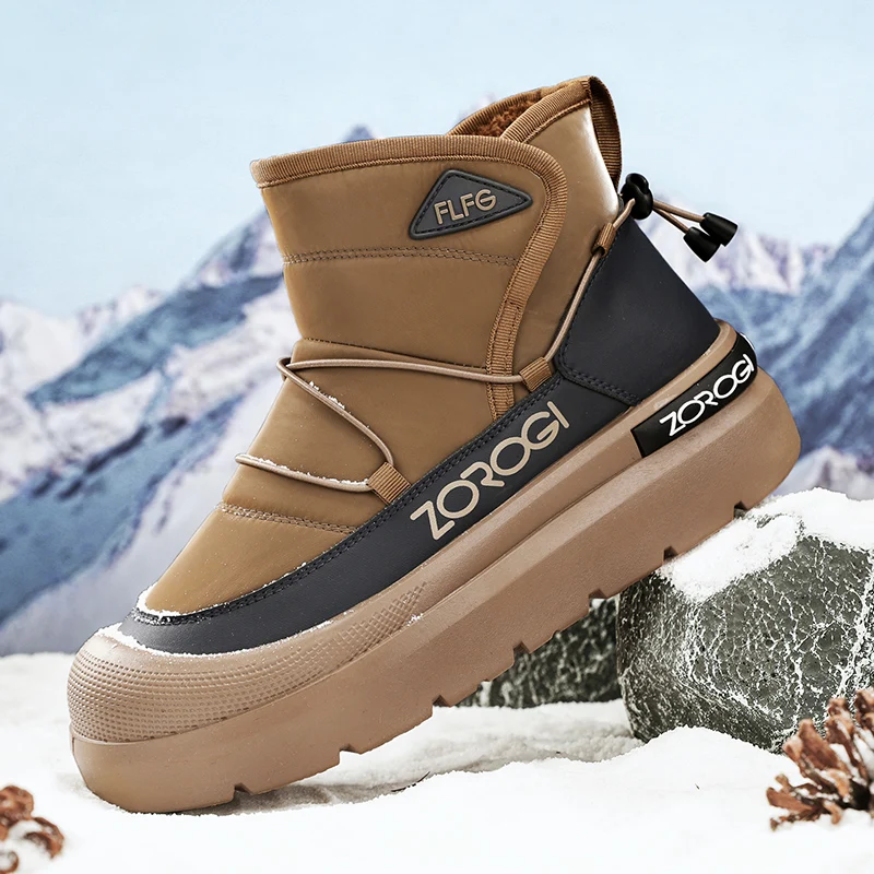 

Mens Snow Boots Warm Thick Outdoor Anti Slip Lightweight Fashion Male Cotton Boots Winter Comfortable Flat Short Boots for Men