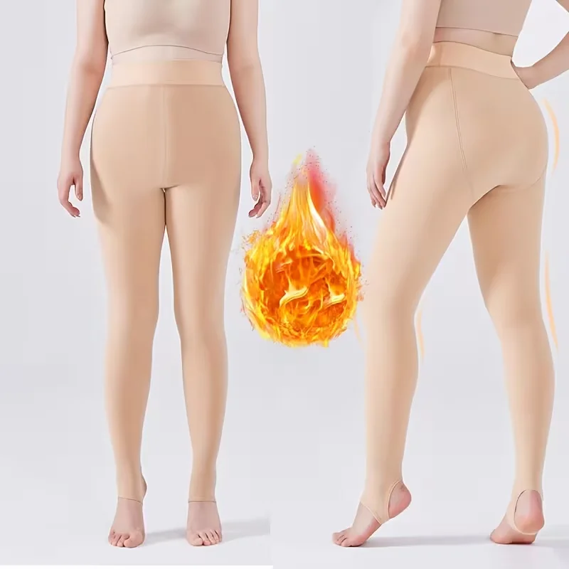 200g Plus Size Thick Thermal Stirrup Leggings for Women Winter Outdoor Casual Daily Wear Cozy Stretch High Waist Everyday Style