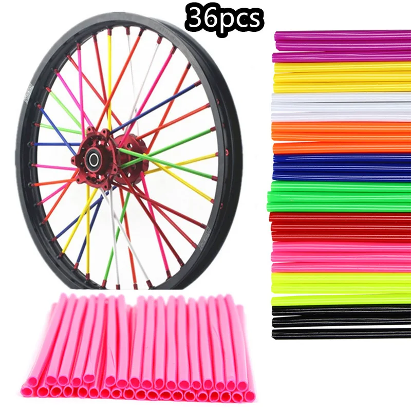 36PCS Spoke Skins Spoke Covers for Motorcycle Bicycle Dirt Bike Spoke Wrap Trim Wrap Cover Spoke Protection Decoration 17cm