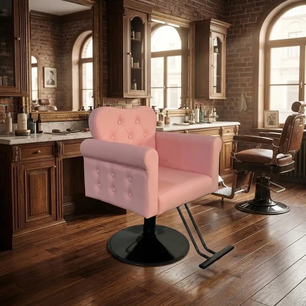 Professional Barber Chair Hydraulic Lift 360° Swivel PU Leather High-Density Foam Adjustable Height Salon Home, Customized