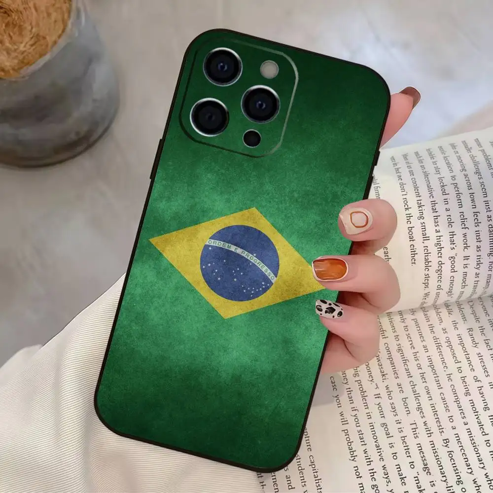 B-Brazil Phone Case For IPhone 17,16,15,14,13,12,11,Plus,Pro,Max,Plus,XS,soft case Black silicone