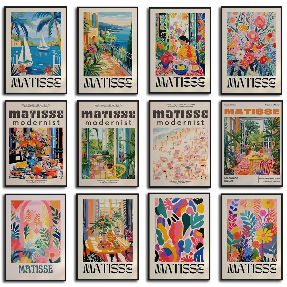 Los carteles artísticos de Henri Matisse son adecuados para la estética de la exposición de galería moderna. El arte mural de la pared de Matisse es sin marco