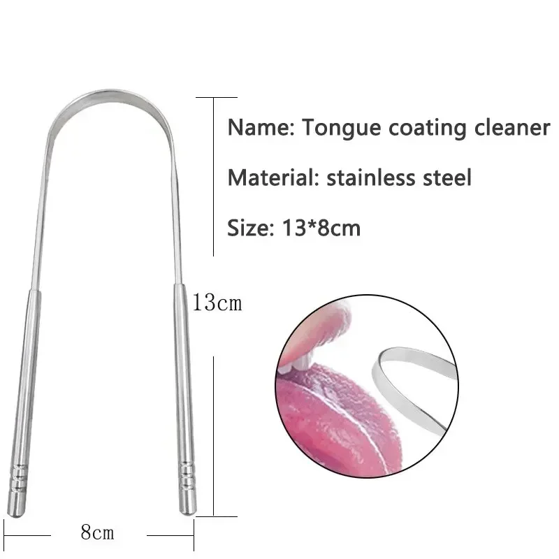 Raspador de lengua de acero inoxidable en forma de U, limpieza de aliento fresco de Metal, cepillo de dientes de lengua recubierto, herramientas de cuidado de higiene bucal, 3 colores