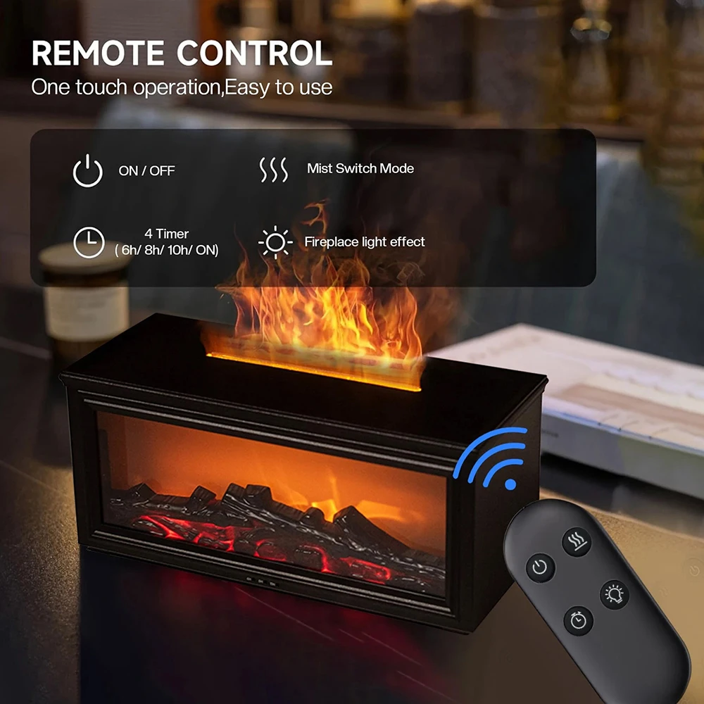 موزع ترطيب الموقد، موزع لهب 7 ألوان للزيوت العطرية، موزع روائح النار مع جهاز تحكم عن بعد، مرطبات الهواء