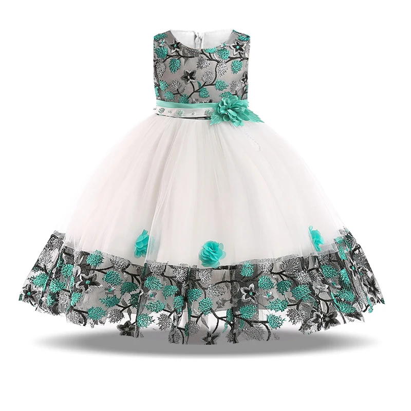 Summer Flower Dresses for Girls Children Birthday Party Wedding Dress Prom Evening Princess Dress Costums Kids Clothes 3-8 Years