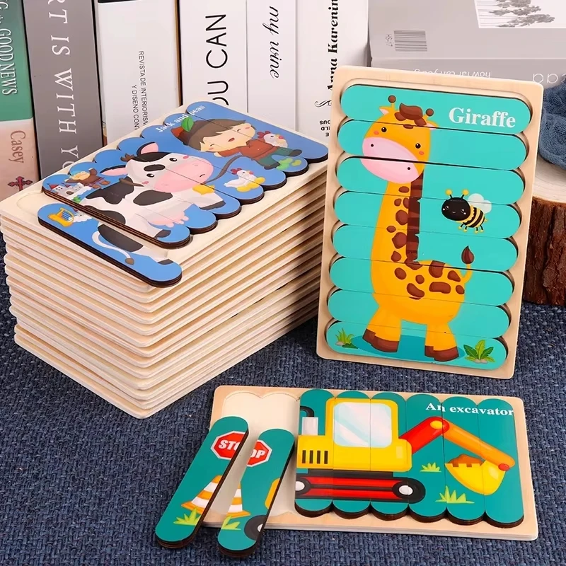 Montessori Speelgoed 2 jaar Houten Puzzels Voor Kinderen Kind Baby Leren Onderwijs Kind Spel montessori 3D Puzzel Kinderen 2 3 jaar