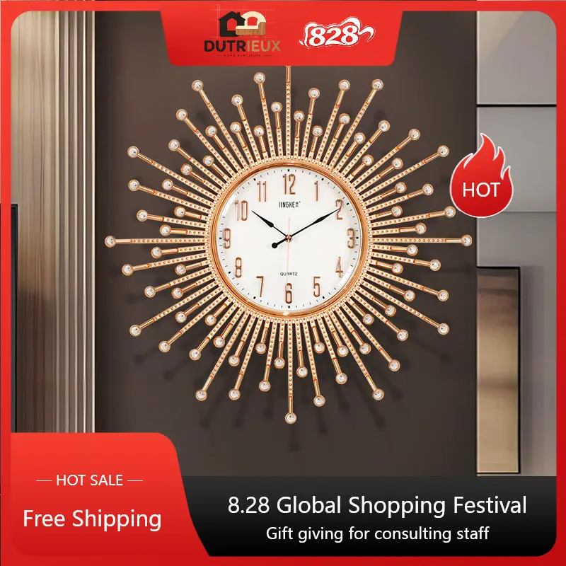 Vintage Design Wall Clock Large Vertical Luxury Aesthetic Bedroom Wall Clock Decoration Design Orologio Da Parete Mechanism Kit