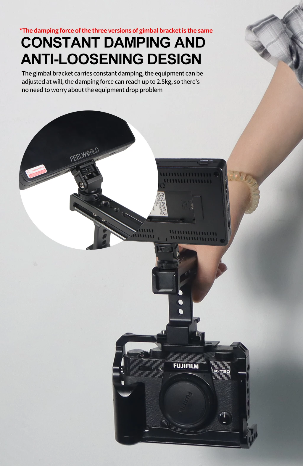 Monitor EVF Ständer Halter Kaltschuh Halterung für Kamera Feld Monitor Mikrofon Blitzschuh 180 Grad verstellbare Stabilisator Halterung – Detail 1