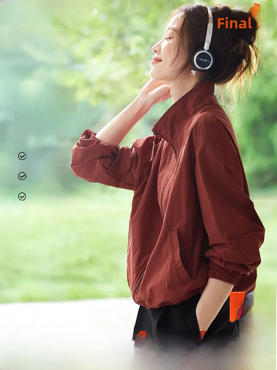 

Mo Han Mei, повседневное водонепроницаемое пальто на открытом воздухе, осень 202, новое модное пальто с воротником-стойкой для женщин, для поездок на работу Sle Ny...