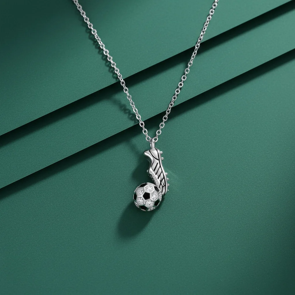 Silver Color Pave CZ Soccer Cleat Ball Pendant Necklace Unisex Dainty Clavicle Chain Football Fan Sports Jewelry Gift 2026