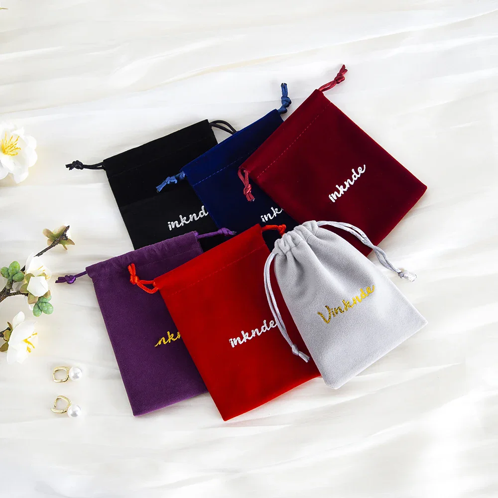 Custom Logo 13x18cm Soft Velvet Drawstring Storage Pouch for Jewelry Tarot Cards Dice Wedding Favor Gift Bags DustFree