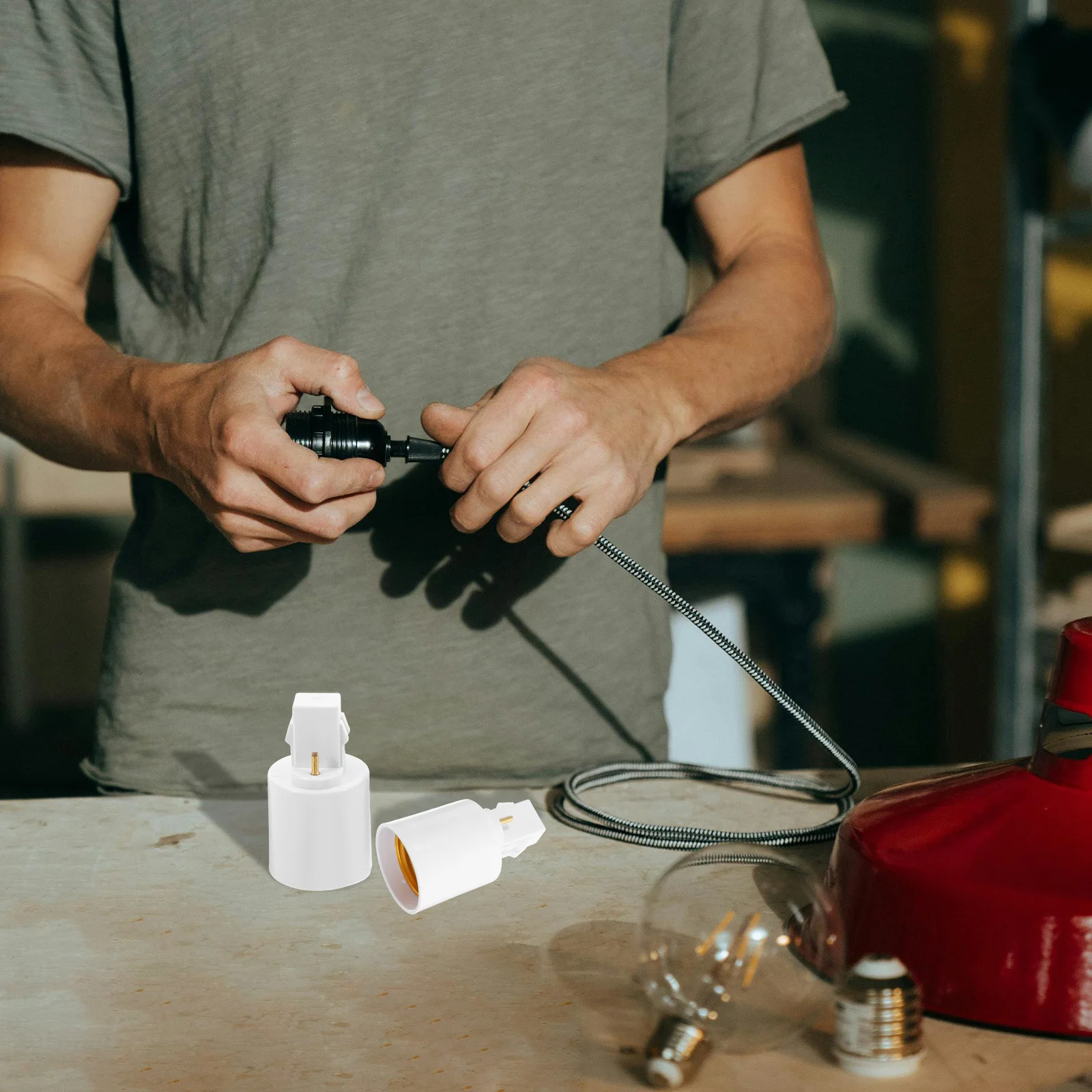 4 قطعة Gx23 إلى E27 قاعدة مصابيح حامل محول المدمجة التوصيل اللعب لمبة محول مادة Pbt دائم للإضاءة مكتب المنزل #4