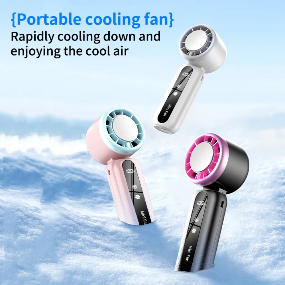 Hand-held Folding High-speed Turbo Fan 2024 New Portable Hanging Neck Outdoor Violence Wind Desktop Fan Pocket Fans Dropshipping