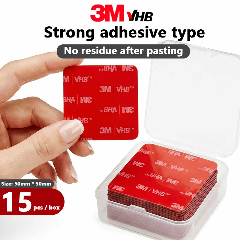15 pcs/box. 3M VHB double-sided strong adhesive film - no marks left. Suitable for decorating and attaching ornaments.