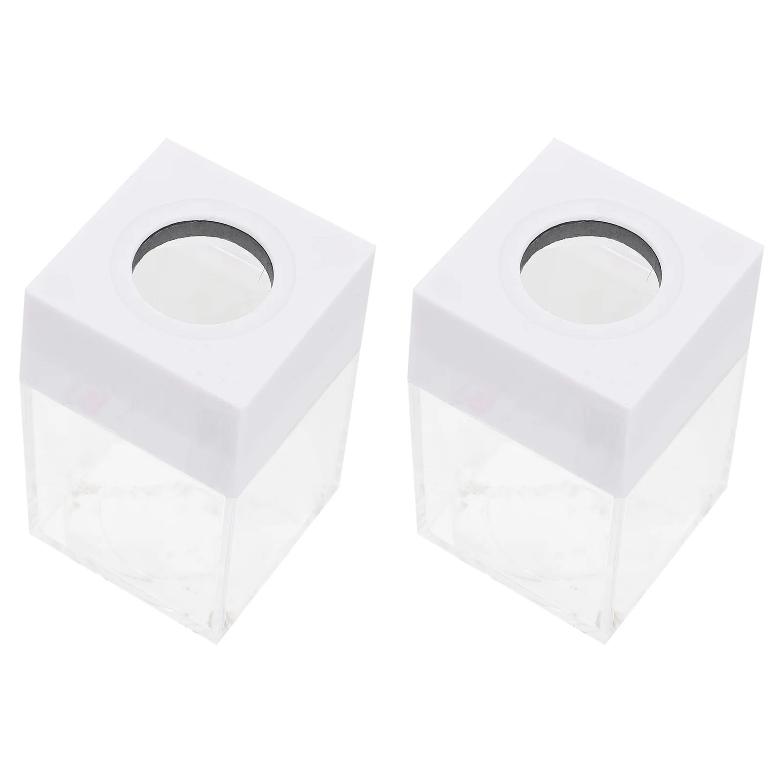 2 Pcs Paper Clip Storage Bucket Paperclip Organizers Dispensers Binder Boxes Containers Student Stationery Square