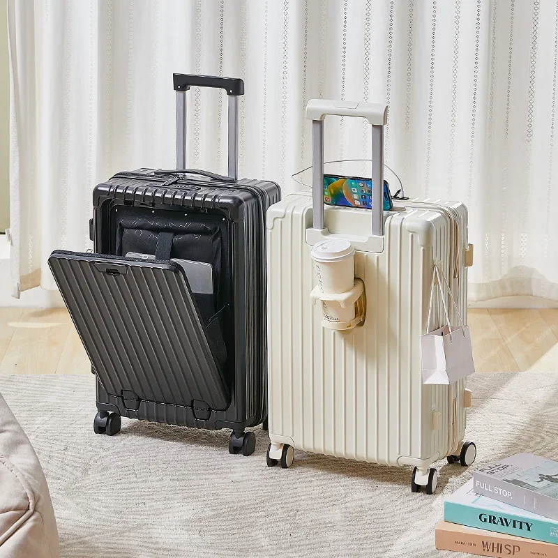 Front Open Suitcase Luggage for Women 2024 New Trolley Case Multi functional Password Box 20 inch Boarding Case Travel bag