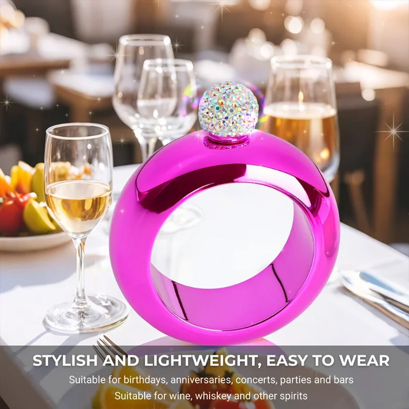 

Women Bangle Hip Bracelet Flask with Handmade Crystal Lid Bracelet Bangle Funnel Set Stainless Steel Bracelet