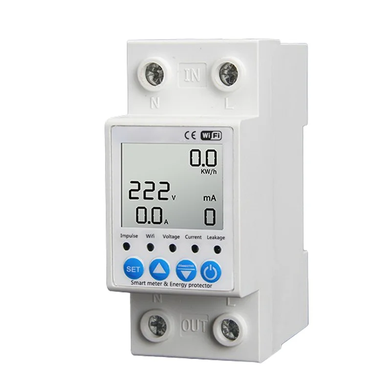 A37T-2P Tuya Wifi Intelligent Leakage Protecting Switch 63A Current Voltage Monitoring Circuit Breaker Timer Power Meter Durable