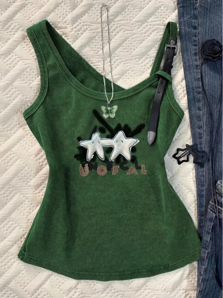 تي شيرت نسائي مثير Y2k بدون أكمام بأشرطة تي شيرت كلاسيكي بدون أكمام ملابس داخلية أساسية للسيدات ملابس خروج 100% قطن