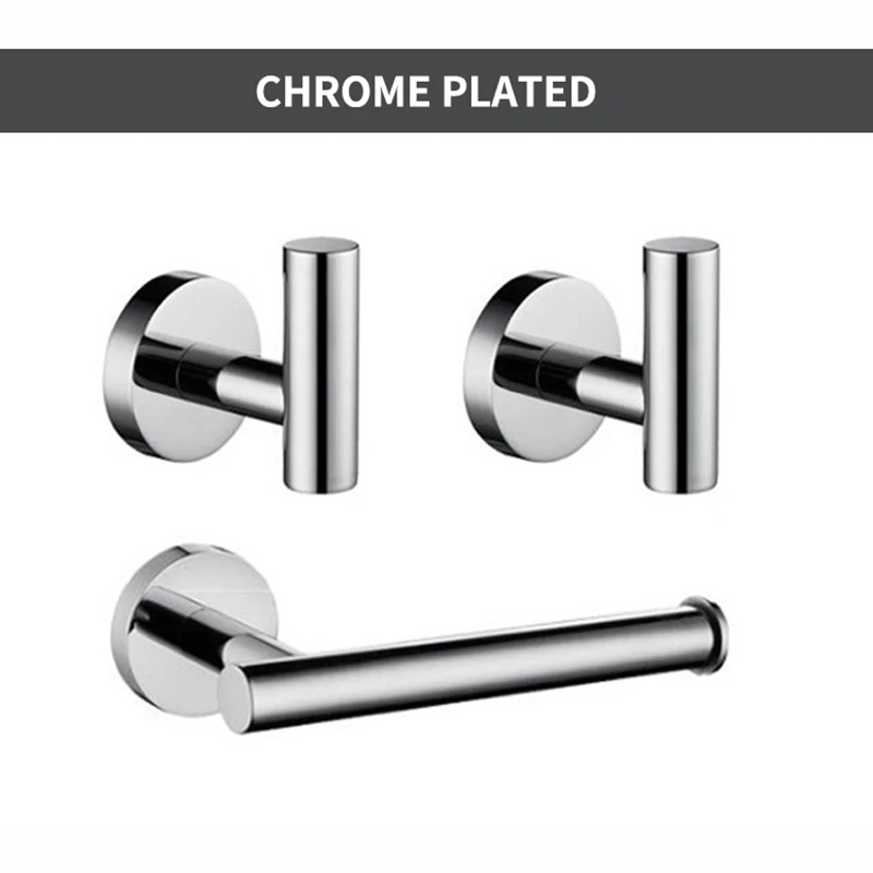 Bathroom Hardware Set Stainless Steel SUS 304 Wall Mounted Chrome Towel Shelf Toliet Paper Holder Bath Towel Hook