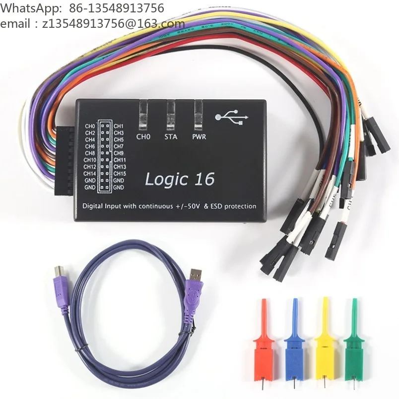 USB Logic Analyzer 100M Sampling Rate 16 Channels Multi-system Compatible Digital Signal Debug Tool