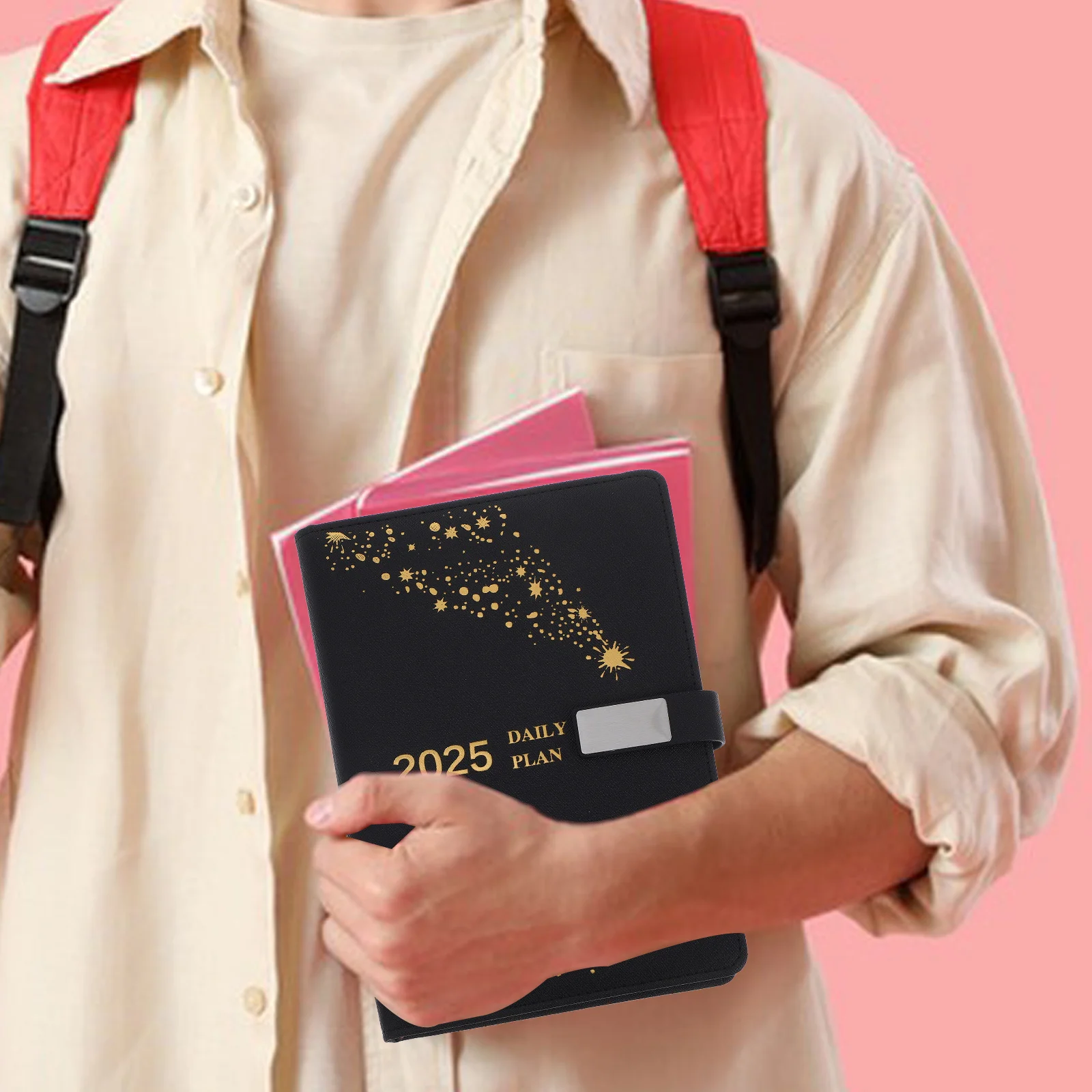 A5 2025 مخطط يومي مع علامات التبويب ورقة سميكة مجلة التقويم الشهري الأسبوعي لإدارة المهام والكفاءة والإنتاجية