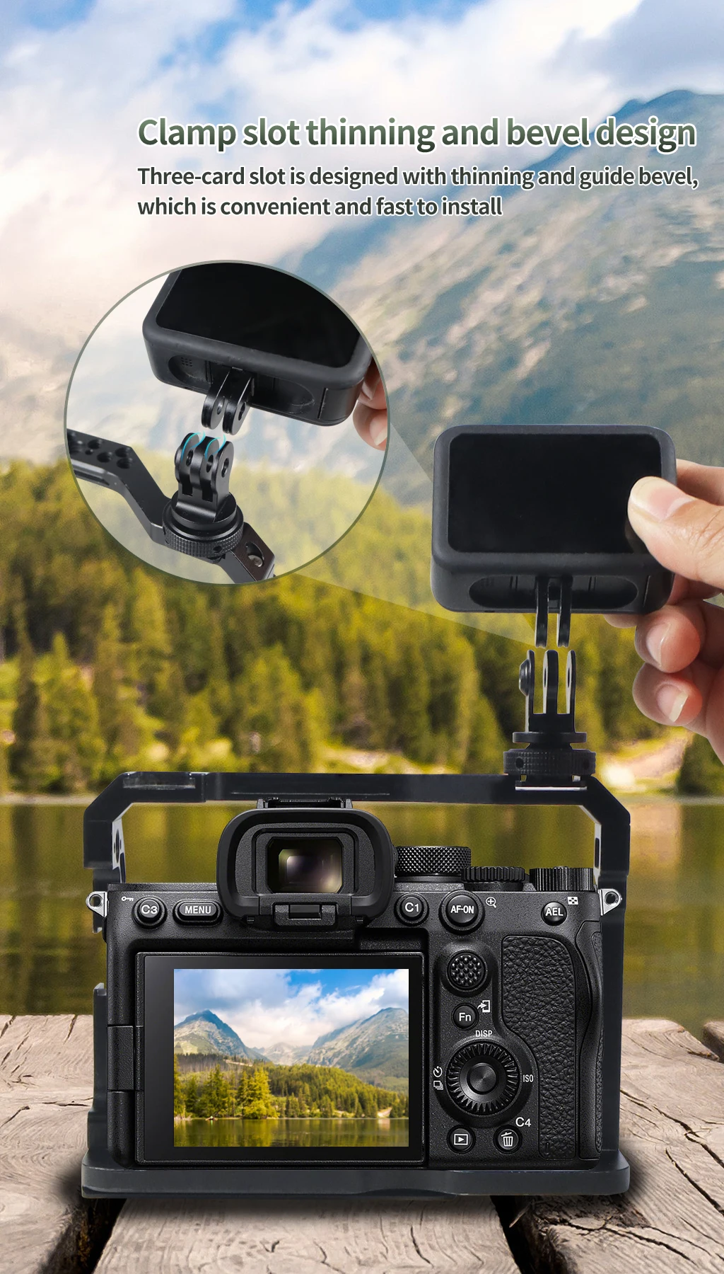 CNC 360 Schwenkbare Kaltschuh Basis Stativ Adapter Halterung für GoPro 13 12 11 DJI Action Kamera Käfig Monitor Lichter LED Halter Halterung – Detail 3