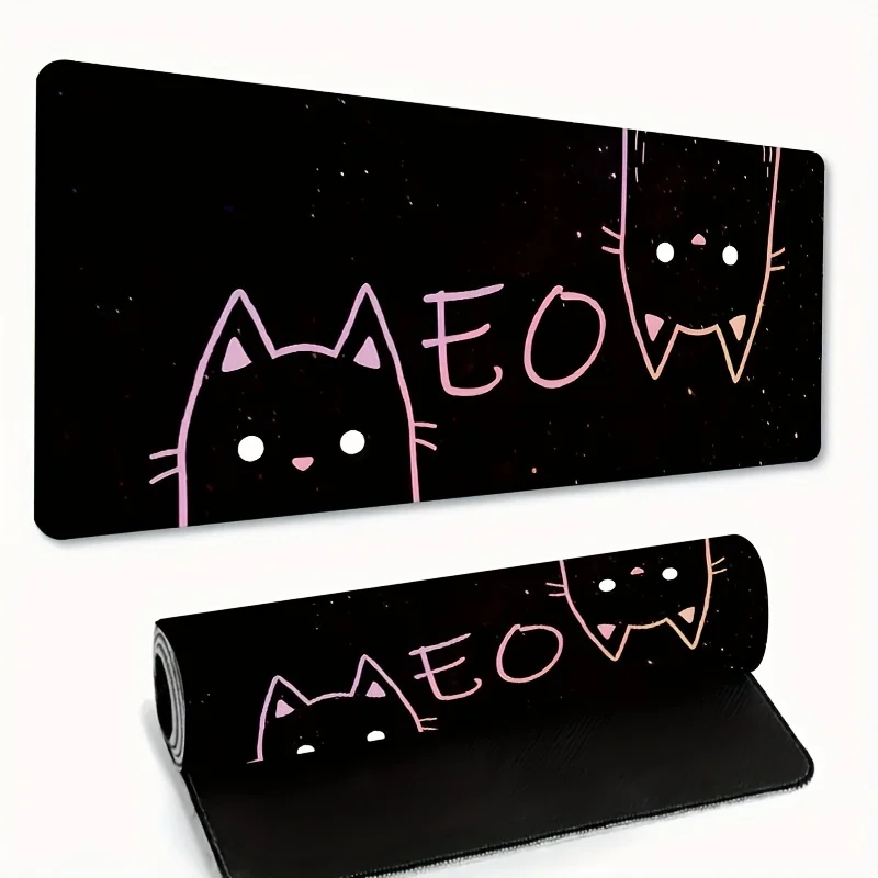 

Pink Cute Cat Pattern Mouse Pad Large Rubber Base Anti-slip PC Desk Accessories Mousepad for Office&Gamer Keyboard Mat Decor Rug