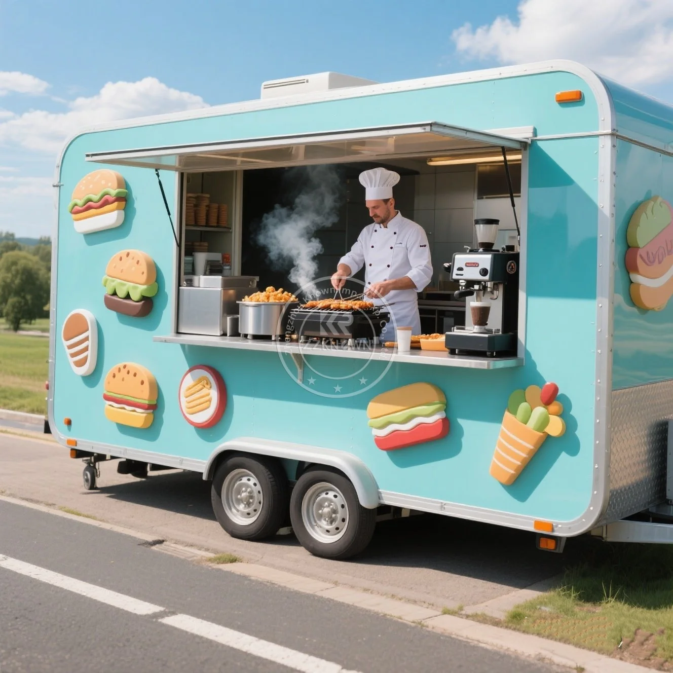 Novo luxo multifuncional vendas caminhão de venda móvel caminhão de alimentos rua fast food reboque padrão europeu