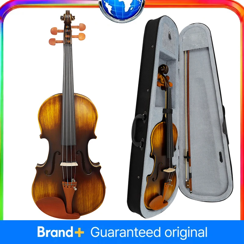 

AV-E310 Electric EQ Violin – 4/4 Violin Full Size Vintage Matte Electric Violin Built-in Equalizer for Professional Performance