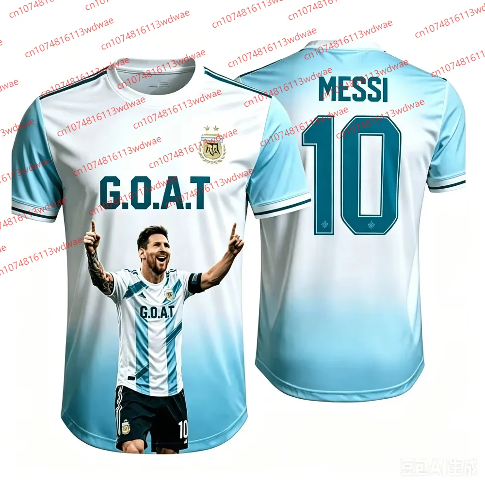 2026 Messi-Stil Sommer-Print Outdoor Schnelltrocknendes Fußball-T-Shirt Locker und Bequem Geeignet für Tägliches Tragen Kinder-T-Shirt