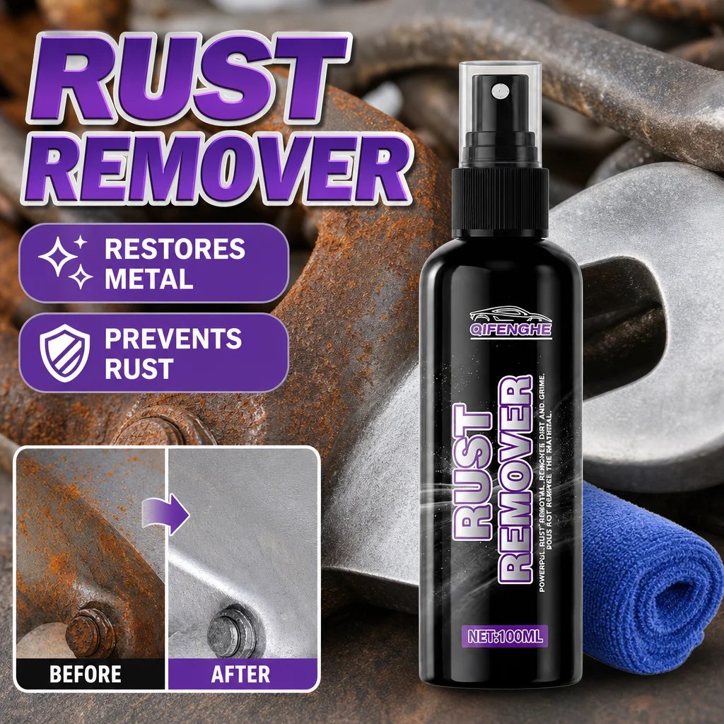 100ML Rust Remover Spray With Microfiber Towel, Multipurpose Metal Rust Cleaner Polisher For Knives Hunting Gear Hand Tools Meta