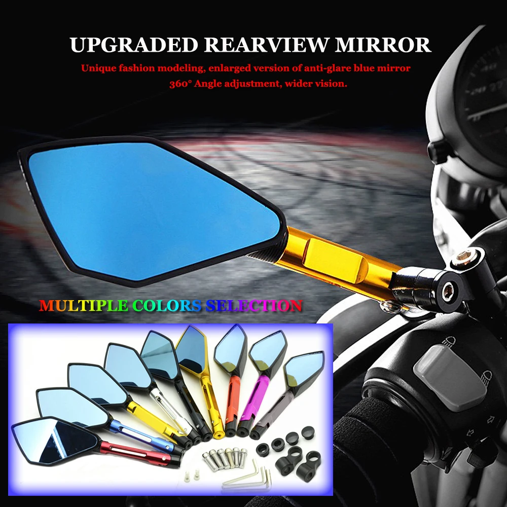 For KTM DUKE 390 125 200 250 790 Duke R Super Motorbike Accessories Large Rearview Blue Lens Side Mirrors Rear View Mirror Kit