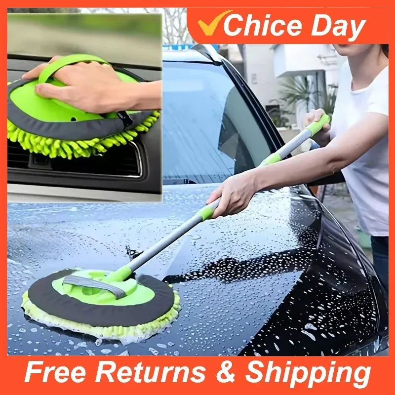 Non-Cotton Car Wash Brush Mop - Soft Bristles Retractable Long Handle, Scratch-Free Tool for Car Cleaning Amagi