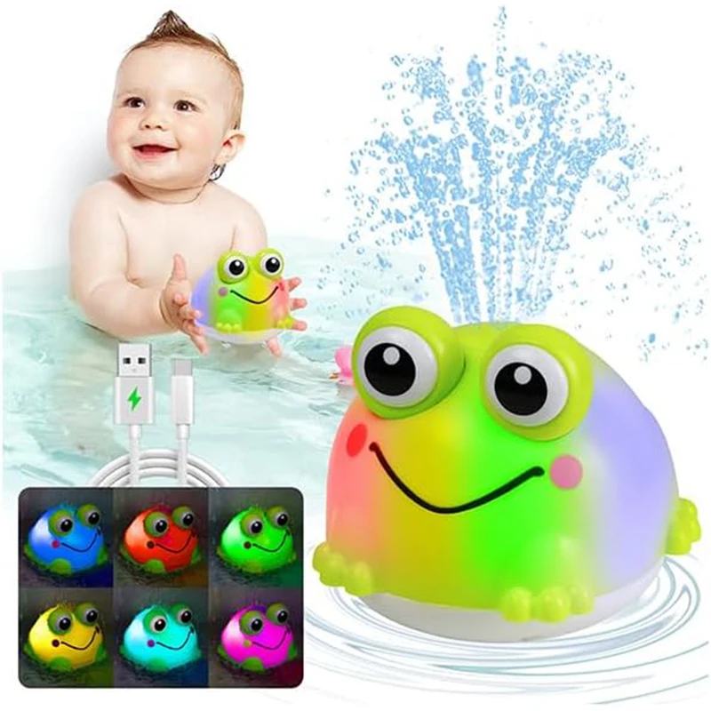 Baby Bath Toys Toddler Bath Toys for Kids Light Up Frog Bath Toys Sprinkler Pool Water Table Infant Toys Bathtub Fountain Toys