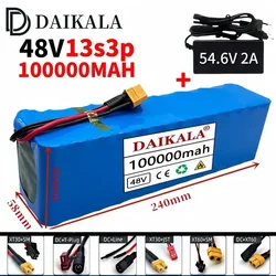 100% NEW 48V 100Ah Lithium Ion Battery pack 13S3P 100000mAh 1000W 48V Battery pack，For with BMS Bike Scooter +54.6V Charger