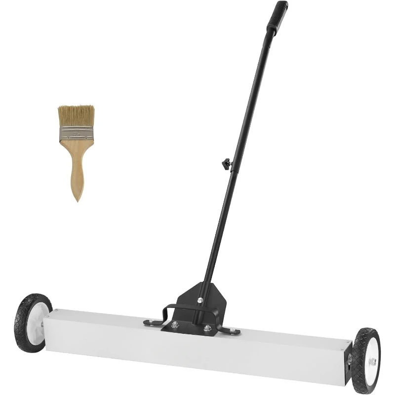 55Lbs Rolling Magnetic Sweeper with Wheels, 36-inch Large Magnet Pickup Lawn Sweeper with Telescoping Handle