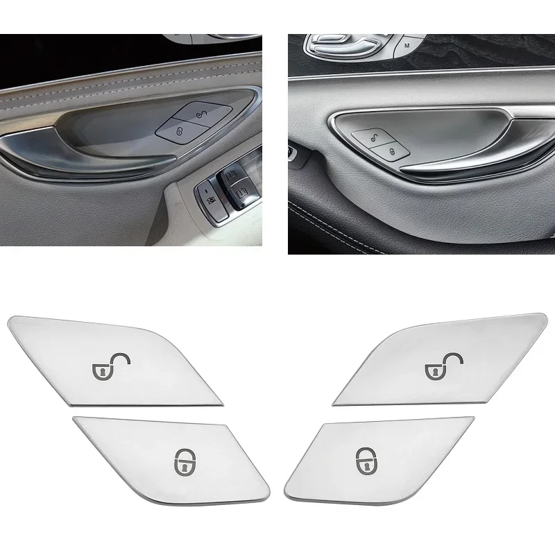 Car Door Lock Unlock Buttons Cover Stickers Fit For Mercedes Benz C E class GLC CLS W205 W213 X253 W447 2015-19 Car Accessories