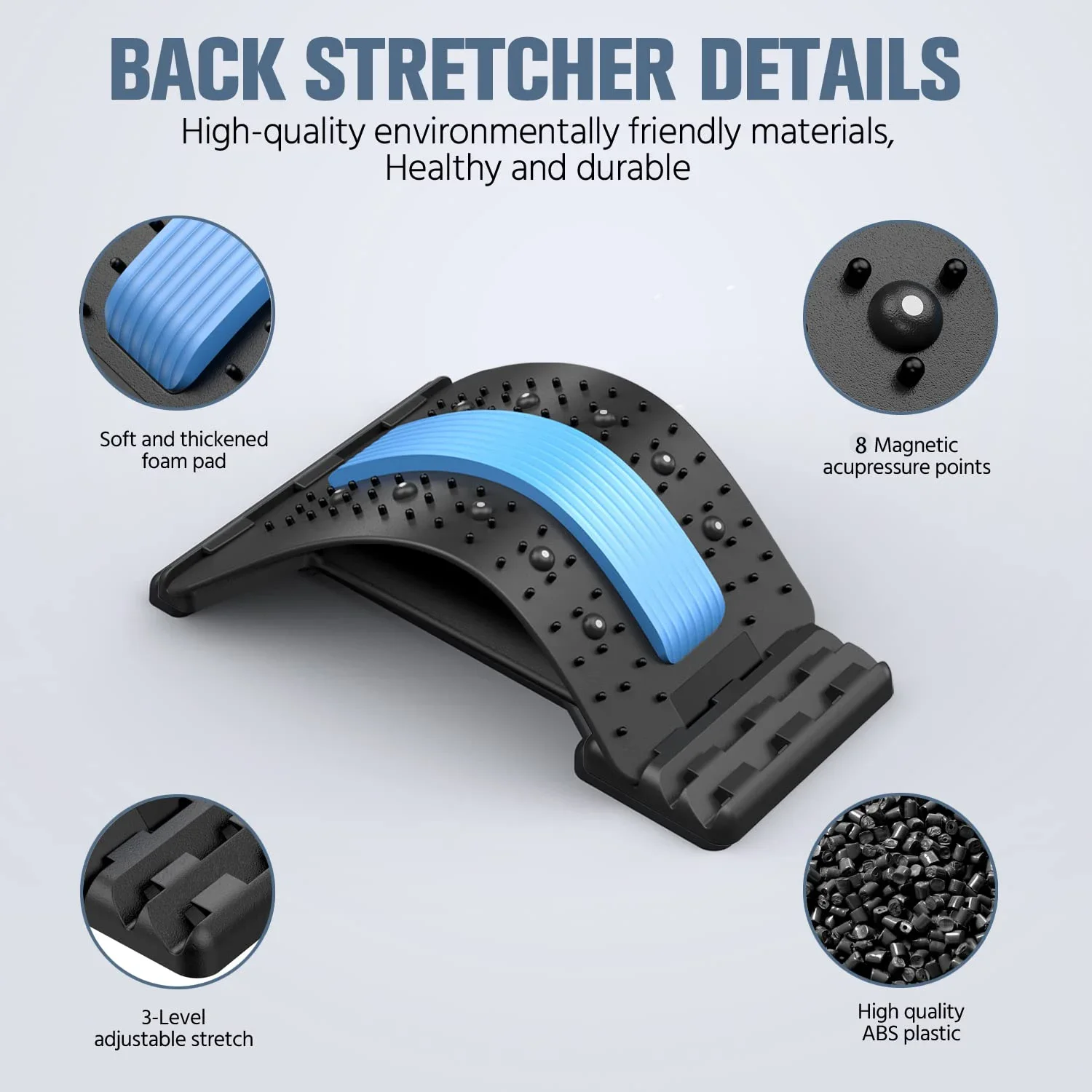 Multi-Level Back Neck Stretcher Adjustable Lumbar Support Lumbar Back Soothing Device Stretch Back Corrector Relief Pain Relax
