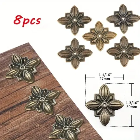 8pcs 나무 상자 코너 골동품 황동 실내 장식 보석 가슴 선물 와인 케이스 소파 압정 스터드 심 패드 Pushp 장식