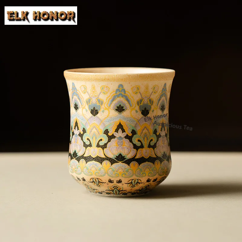 150ml Dunhuang Apsaras Ceramic Teacup Japanese Tea Bowl Tea Pair Tea-tasting Personal Cup Chazhan Master Cups Teaset Accessories