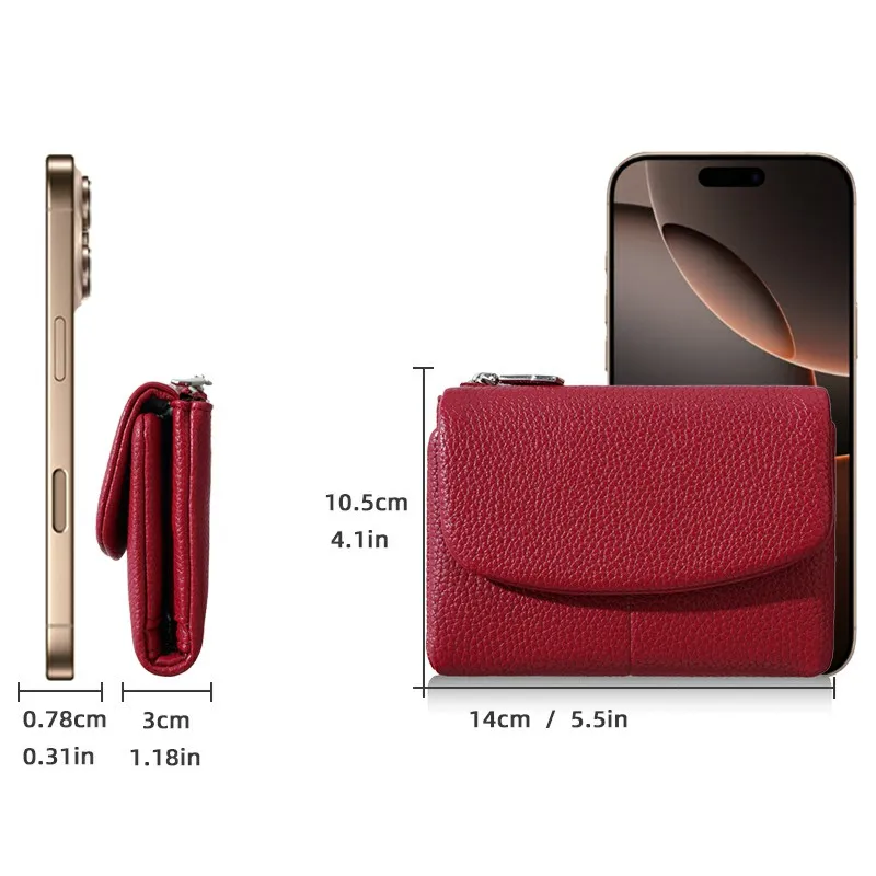 2027 New Model Women's Wallet, Pu Leather Lychee Pattern Short Wallet, Women's Card Holder with 8 Card Slots, 2 Id Slots, Coin Pocket, Travel Mini Wallet
