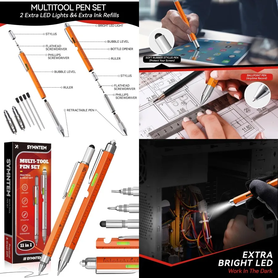 

Многофункциональная ручка 11 в 1, со светодиодной подсветкой для приключений на открытом воздухе, офисного использования и экстренных ситуаций, компактный гаджет для выживания, идеальный