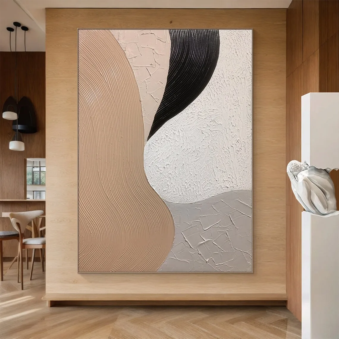 

Текстурированная Коричневая Черная Бежевая Минималистская Картина Ручной Работы На Холсте Ваби Саби Настенный Декор Большая Настенная Картина Новый Домашний Декор