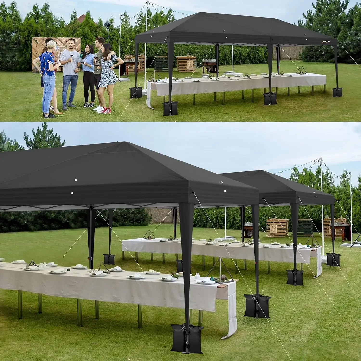 10'x20' Pop Up Canopy Tent with Carry Bag, Portable Instant Party Waterproof Outdoor for Events, Party,