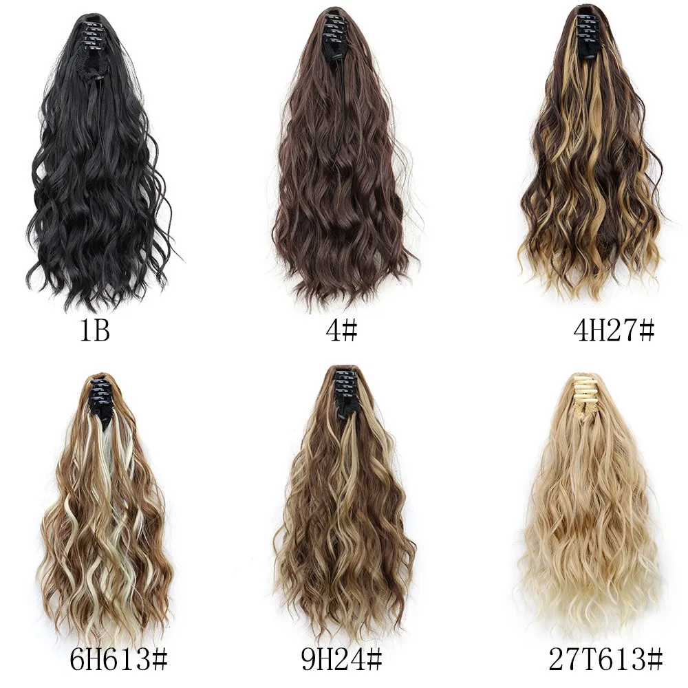 Synthetische Klaue Clip-in-Pferdeschwanz-Erweiterungen, 35,6 cm, lockiges, gewelltes, flauschiges Pferdeschwanz-Haarteil, Haar-Accessoires für Frauen und Mädchen – Detail 2