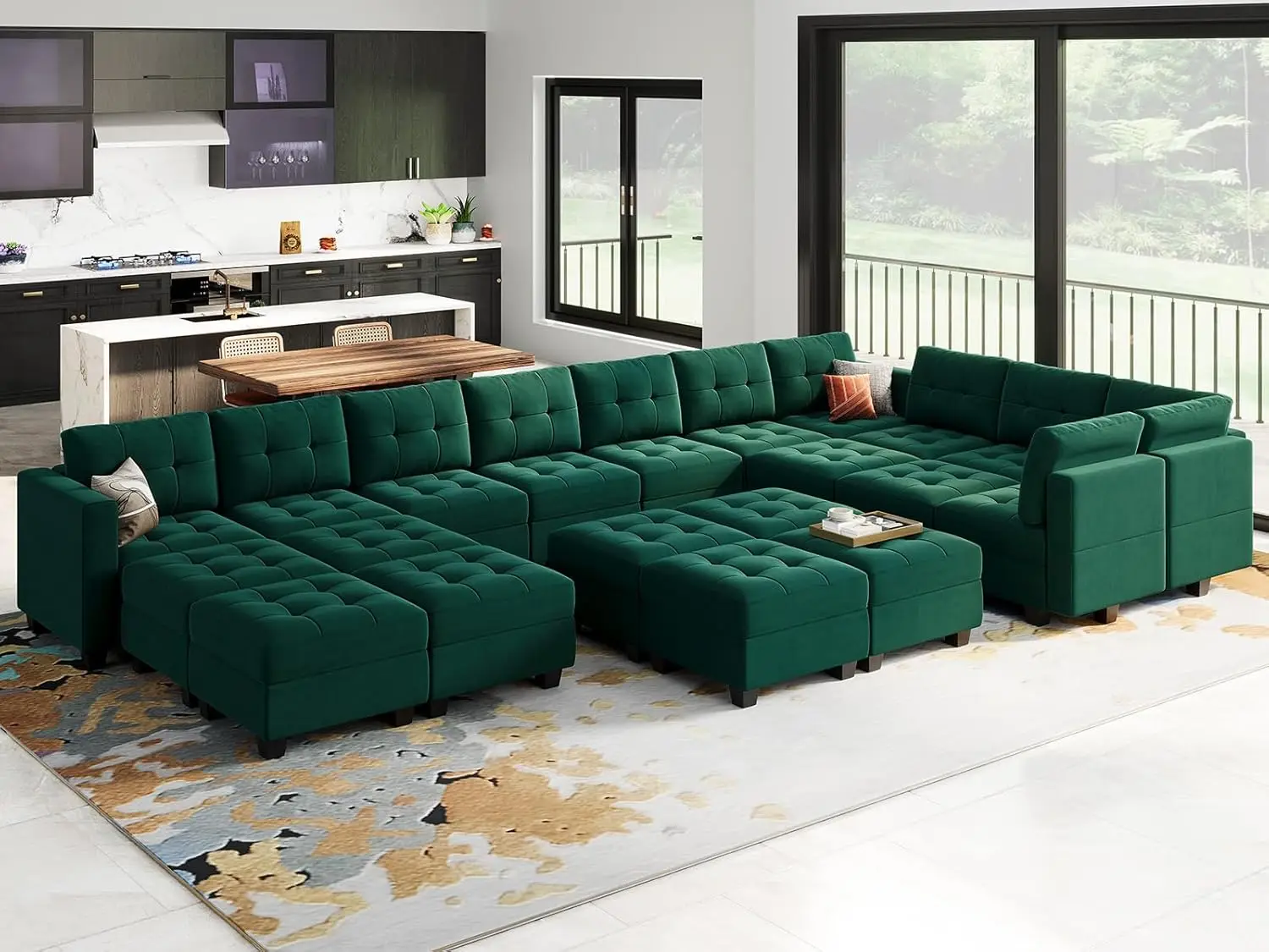 Velvet Modular Sleeper Sofa Sectional Couch Bed with Storage Seats Convertible Sectional Sofa Bed Set Sleeper Couch