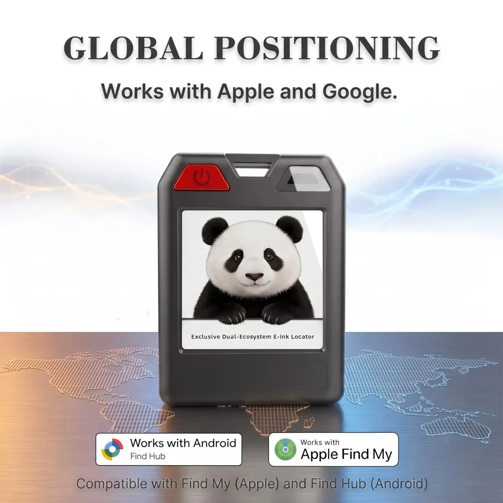 1.54 Inch E-ink Display E-paper Dual-System Pet Tracker Wallet Keychain Anti-Loss Device Compatible with iphone iOS and Android