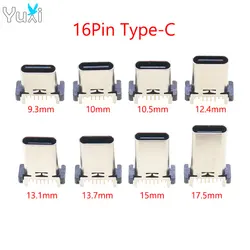 YuXi 1 Piece USB Type C 16Pin Vertical SMD Female Socket Connector 16P USB 3.1 interface Jack Plug Charging Port