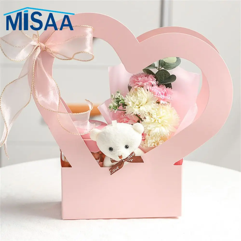 Gift Packaging Box Waterproof Paper Heart-shaped Hollow Romantic Creative Gift Decoration Flower Box Portable Love For Women